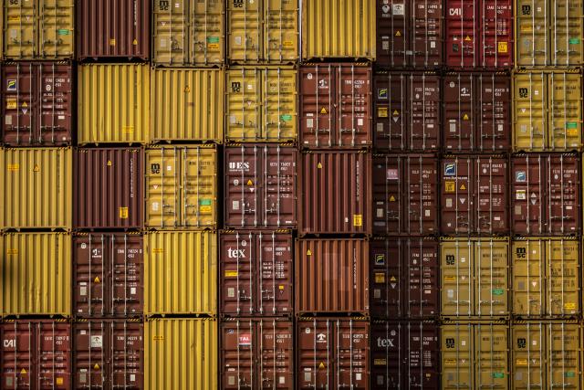A general view of refrigerated containers stacked up at the Five Star Logistics terminal in Tin Can Island Port in Lagos, on February 19, 2026. (Photo by OLYMPIA DE MAISMONT / AFP)