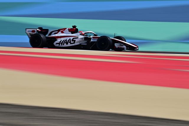 Haas F1 Team's French driver Esteban Ocon drives on the third day of the Formula One pre-season testing at the Bahrain International Circuit in Sakhir on February 20, 2026.  (Photo by Giuseppe CACACE / AFP)