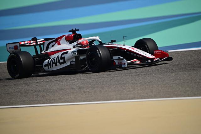Haas F1 Team's French driver Esteban Ocon drives on the third day of the Formula One pre-season testing at the Bahrain International Circuit in Sakhir on February 20, 2026.  (Photo by Giuseppe CACACE / AFP)
