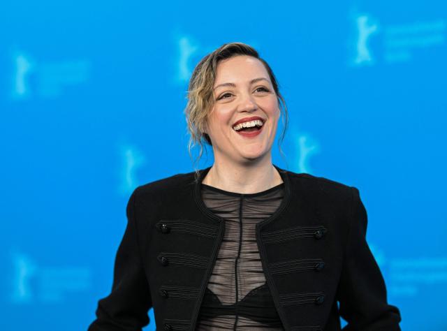 Actress Eleonora Pienta smiles during a photo call for the film "Josephine" presented in competition at the 76th Berlinale, Europe's first major film festival of the year, in Berlin on February 20, 2026. (Photo by RALF HIRSCHBERGER / AFP)