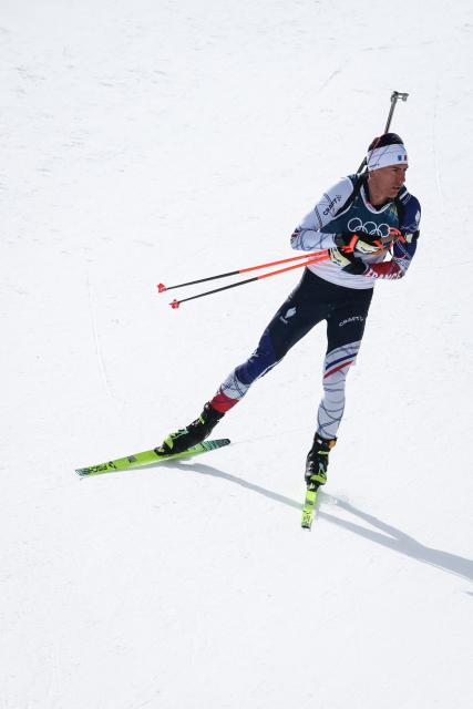 France's Quentin Fillon Maillet competes during the men's biathlon 15km mass start event during the Milano Cortina 2026 Winter Olympic Games at the Anterselva Biathlon Arena (Sudtirol Arena) in Anterselva (Val Pusteria) on February 20, 2026. (Photo by Odd ANDERSEN / AFP)