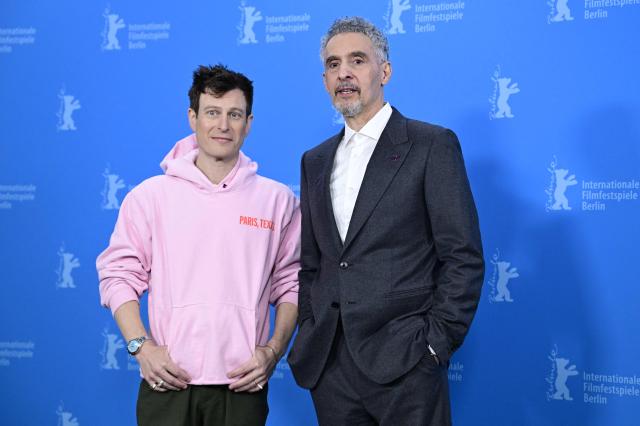 US actor and director Noah Segan (L) and US actor John Turturro pose during a photo call for the film "The Only Living Pickpocket in New York" presented in the Berlinale Special Gala at the 76th Berlinale, Europe's first major film festival of the year, in Berlin on February 20, 2026. (Photo by John MACDOUGALL / AFP)