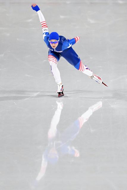 USA's Greta Myers competes in the speed skating women's 1500m during the Milano Cortina 2026 Winter Olympic Games at Milano Speed Skating Stadium in Milan on February 20, 2026. (Photo by Daniel MUNOZ / AFP)