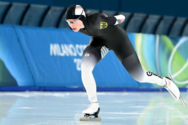 Germany's Lea Sophie Scholz competes in the speed skating women's 1500m during the Milano Cortina 2026 Winter Olympic Games at Milano Speed Skating Stadium in Milan on February 20, 2026. (Photo by Piero CRUCIATTI / AFP)