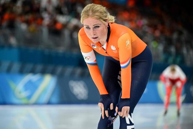 Netherlands' Marijke Groenewoud reacts after competing in the speed skating women's 1500m during the Milano Cortina 2026 Winter Olympic Games at Milano Speed Skating Stadium in Milan on February 20, 2026. (Photo by Piero CRUCIATTI / AFP)