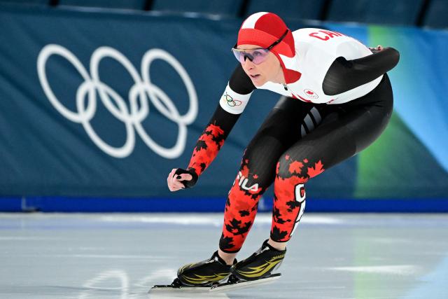 Canada's Ivanie Blondin competes in the speed skating women's 1500m during the Milano Cortina 2026 Winter Olympic Games at Milano Speed Skating Stadium in Milan on February 20, 2026. (Photo by Piero CRUCIATTI / AFP)