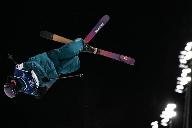 Estonia's Henry Sildaru competes in the freestyle skiing men's freeski halfpipe final run 3 during the Milano Cortina 2026 Winter Olympic Games at Livigno Snow Park, in Livigno (Valtellina), on February 20, 2026. (Photo by Jeff PACHOUD / AFP)