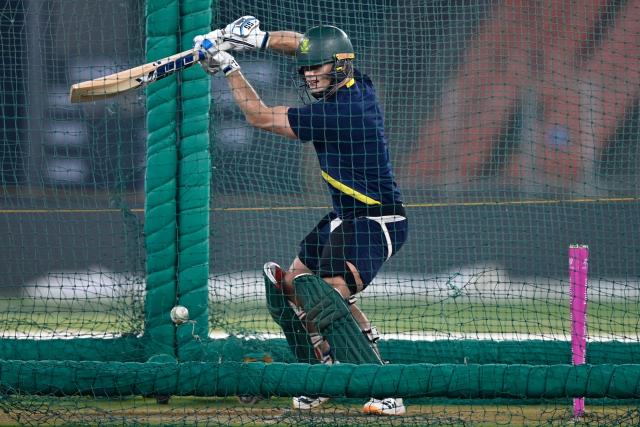 South Africa's Ryan Rickelton attends a practice session on the eve of their 2026 ICC Men's T20 Cricket World Cup super eights match against India at the Narendra Modi Stadium in Ahmedabad on February 21, 2026. (Photo by Shammi MEHRA / AFP)