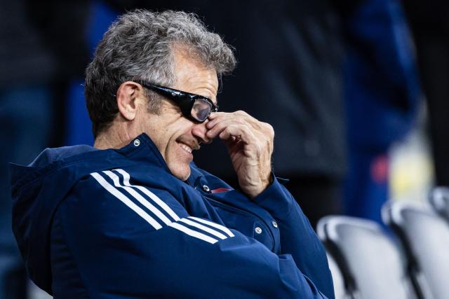 France's head coach Fabien Galthié attends the captain's run on the eve of the Six Nations rugby union match between France and Italy at the Stade Pierre-Mauroy in Villeneuve-d'Ascq, northern France, on February 21, 2026. (Photo by Sameer Al-DOUMY / AFP)