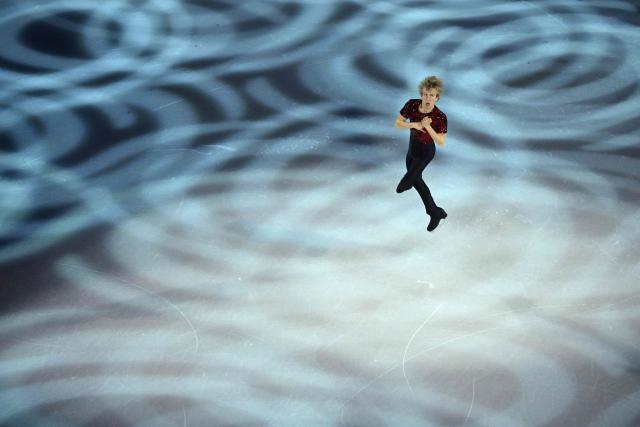 Italy's Daniel Grassl performs at the figure skating exhibition gala during the Milano Cortina 2026 Winter Olympic Games at Milano Ice Skating Arena in Milan on February 21, 2026. (Photo by Antonin THUILLIER / AFP)