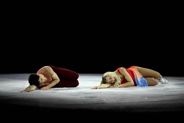 Canada's Piper Gilles and Paul Poirier perform at the figure skating exhibition gala during the Milano Cortina 2026 Winter Olympic Games at Milano Ice Skating Arena in Milan on February 21, 2026. (Photo by WANG Zhao / AFP)