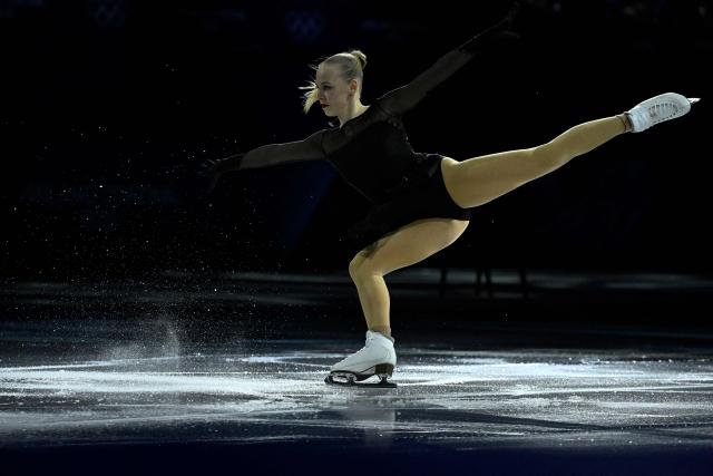 Estonia's Niina Petrokina performs at the figure skating exhibition gala during the Milano Cortina 2026 Winter Olympic Games at Milano Ice Skating Arena in Milan on February 21, 2026. (Photo by WANG Zhao / AFP)