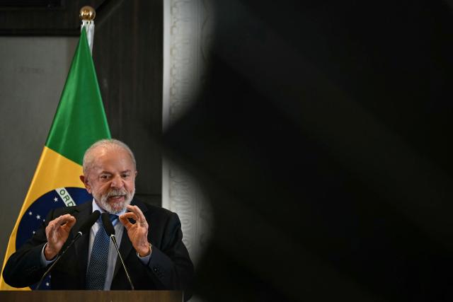 Brazil's President Luiz Inacio Lula da Silva addresses a press conference in New Delhi on February 22, 2026. (Photo by Sajjad HUSSAIN / AFP)