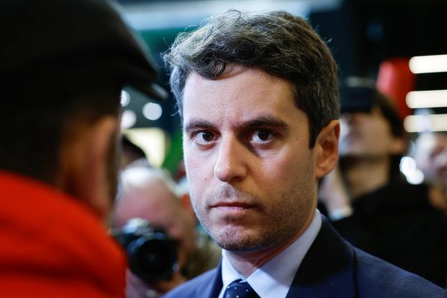 President of Ensemble Pour la Republique parliamentary group Gabriel Attal looks on as he visits the International Agricultural Show (Salon de l'Agriculture) at Paris Expo Porte de Versailles in Paris on February 22, 2026. (Photo by Charlotte SIEMON / AFP)