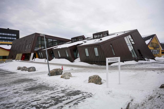 (FILES) This image taken on January 24, 2026 shows the Nuuk Hospital in Nuuk, Greenland. Greenland does not need medical assistance from other countries, Denmark's defence minister said on February 22, 2026, after US President Donald Trump claimed he was sending a hospital ship to the autonomous Danish territory that he covets. (Photo by Jonathan NACKSTRAND / AFP)