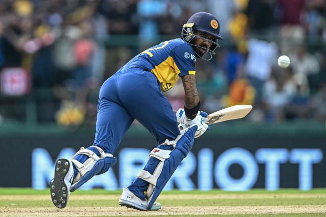 Sri Lanka's Kamil Mishara runs after playing a shot during the 2026 ICC Men's T20 Cricket World Cup Super Eights match between Sri Lanka and England at Pallekele International Cricket Stadium in Kandy on February 22, 2026. (Photo by Dibyangshu SARKAR / AFP)