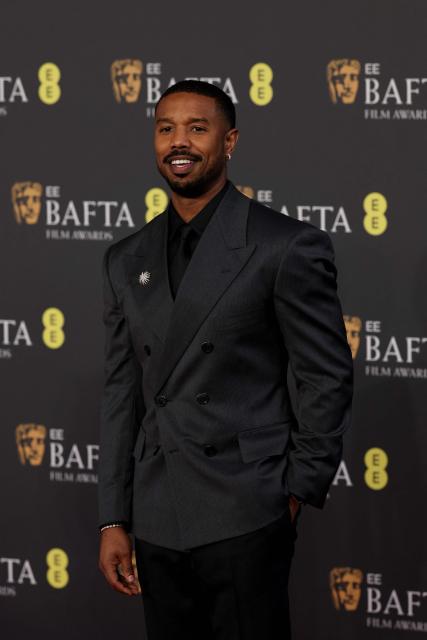 US actor Michael B. Jordan poses on the red carpet upon arrival at the BAFTA British Academy Film Awards at the Royal Festival Hall, Southbank Centre, in London, on February 22, 2026. (Photo by Adrian Dennis / AFP)
