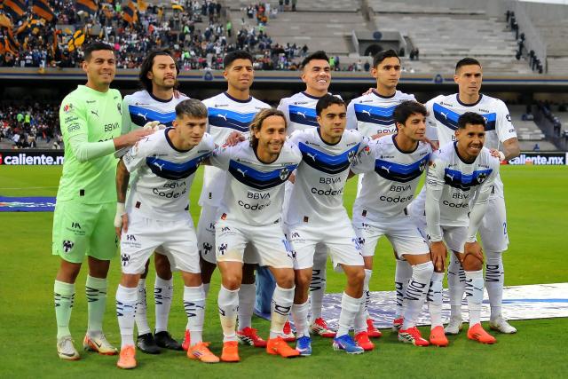 Monterrey's players ahead of the Liga MX Clausura match between Pumas and Monterrey at Olimpico Universitario Stadium in Mexico City on February 22, 2026. (Photo by Victor CRUZ / AFP)