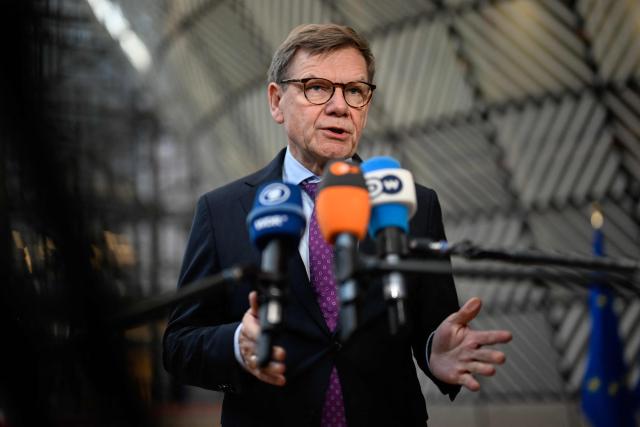 Germany's Foreign Affairs Minister Johann Wadephul speaks to the press as he arrives for the EU Foreign Affairs Council in Brussels on February 23, 2026. (Photo by JOHN THYS / AFP)