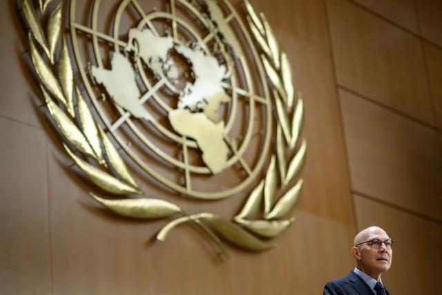 UN High Commissioner for Human Rights Volker Turk delivers his speech at the opening of the 61st session of the UN Human Rights Council at the United Nations office in Geneva on February 23, 2026. Human rights are under "full-scale attack around the world", United Nations chief Antonio Guterres warned on February 23, 2026, with the most powerful often leading the charge. (Photo by Fabrice COFFRINI / AFP)