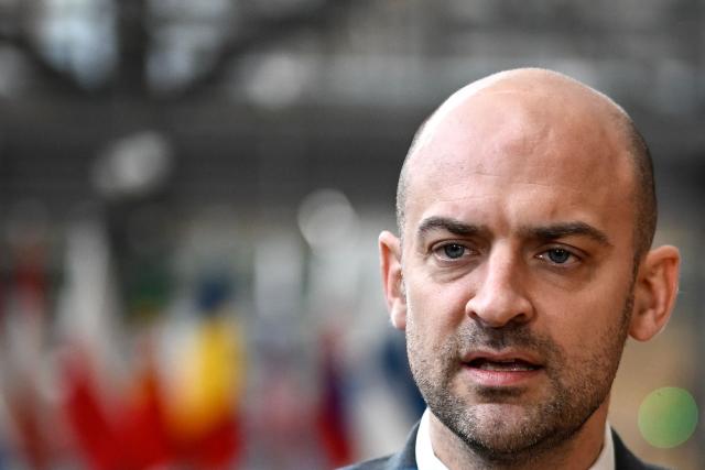 France's Foreign Affairs Minister Jean-Noel Barrot looks on as he speaks to the press before the EU Foreign Affairs Council in Brussels on February 23, 2026. (Photo by JOHN THYS / AFP)