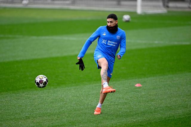 Bayer Leverkusen's Argentinian midfielder #06 Ezequiel Fernandez attends a training session on February 23, 2026 in Leverkusen, western Germany, on the eve of the UEFA Champions League - Knockout round play-off - Second Leg football match of Bayer Leverkusen (GER) v Olympiakos (GRE). (Photo by INA FASSBENDER / AFP)