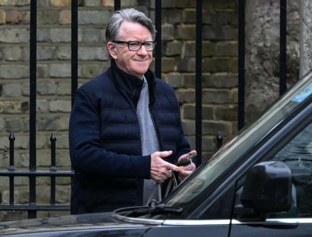 TOPSHOT - Former UK ambassador to the United States, Peter Mandelson, is pictured as he leaves his residence in central London on February 21, 2026. Mandelson was on February 23, 2026 arrested on suspicion of misconduct in public office. (Photo by JUSTIN TALLIS / AFP)