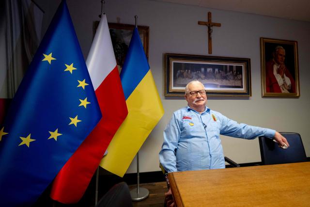 Former Poland's President and 1983 Nobel Peace Prize laureate Lech Walesa poses for a photo in his office at the European Solidarity Centre in Gdansk on February 23, 2026. (Photo by MATEUSZ SLODKOWSKI / AFP)
