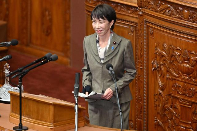 Japan's Prime Minister Sanae Takaichi attends a plenary session of the House of Representatives to answer questions from opposition leaders in parliament in Tokyo on February 24, 2026. (Photo by Kazuhiro NOGI / AFP)
