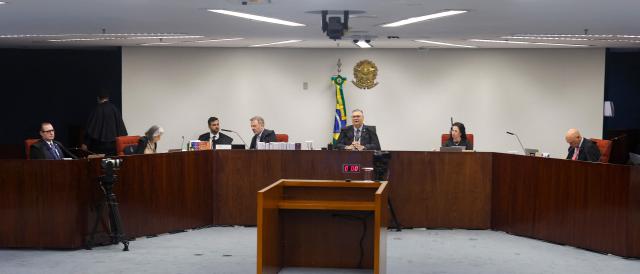 View of the plenary session of the first chamber of the Brazilian Supreme Court during the first session of the trial of those suspected of ordering the assassination of Brazilian councilwoman Marielle Franco in 2018, at the Supreme Federal Court in Brasília, on February 24, 2026. (Photo by Sergio Lima / AFP)