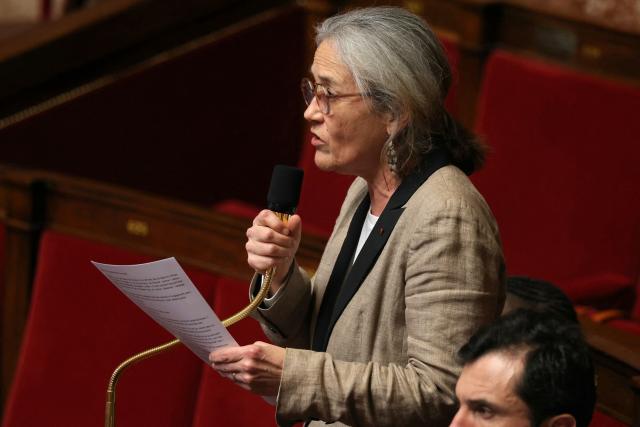 La France Insoumise - Nouveau Front Populaire's MP Mathilde Feld delivers a speech during a session of questions to the government at the National Assembly, France's lower house of parliament in Paris on February 24, 2026. (Photo by Thomas SAMSON / AFP)