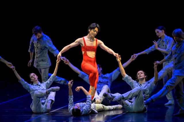 Dancers from 'Bejart Ballet Lausanne' (BBL) of Switzerland perform in "The Firebird", choregraphed by Maurice Bejart to the music of Igor Stravinsly, as part of the three unique ballets brought together at Zorlu Performing Arts Center (PSM) in Istanbul on February 21, 2026. (Photo by Yasin AKGUL / AFP)