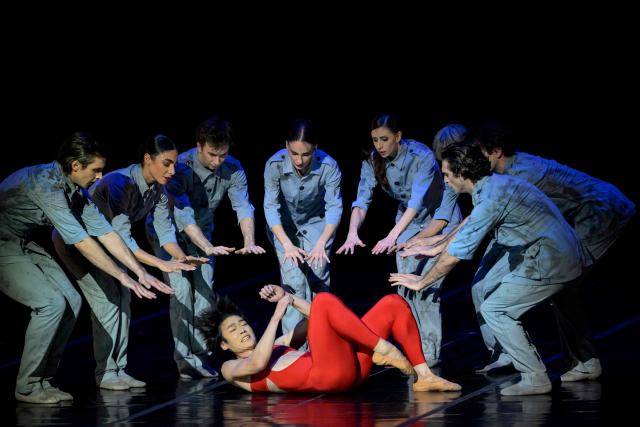 Dancers from 'Bejart Ballet Lausanne' (BBL) of Switzerland perform in "The Firebird", choregraphed by Maurice Bejart to the music of Igor Stravinsly, as part of the three unique ballets brought together at Zorlu Performing Arts Center (PSM) in Istanbul on February 21, 2026. (Photo by Yasin AKGUL / AFP)