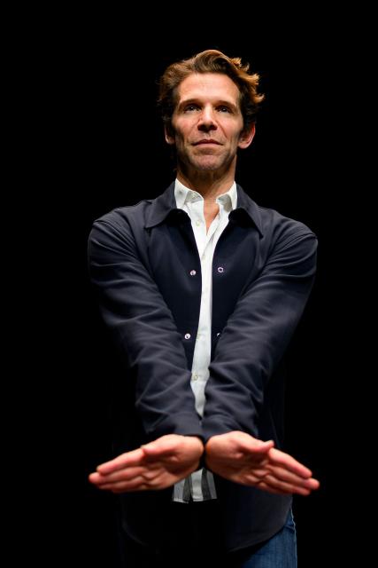Julien Favreau, artistic director of the 'Bejart Ballet Lausanne' (BBL) of Switzerland, poses during an interview on the sidelines of the three unique ballets brought together at Zorlu Performing Arts Center (PSM) in Istanbul on February 20, 2026. Thirty-six dancers with raised arms glide slowly forward as they encircle their prey, a lone figure on a red table in a climactic scene from Ravel's "Bolero" choreographed by Maurice Bejart. (Photo by Yasin AKGUL / AFP)