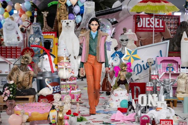 A model walks the runway during the Diesel collection show at Milan's Fashion Week Womenswear Fall/Winter 2026/2027 in Milan on February 24, 2026. (Photo by MIGUEL MEDINA / AFP)