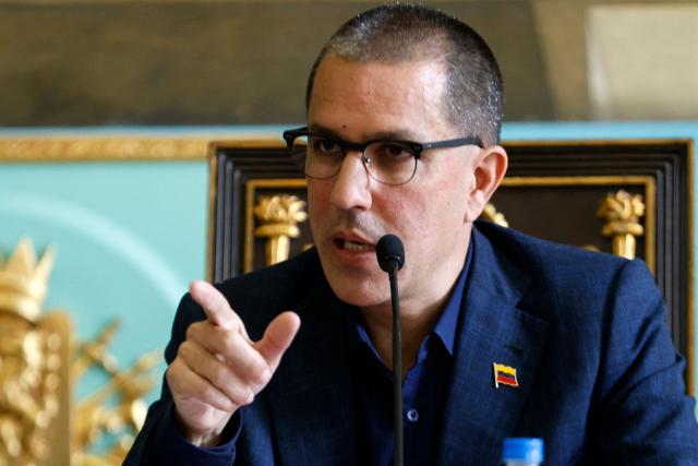 Jorge Arreaza, president of the Special Commission for the Development and Implementation of Mechanisms for the Amnesty Law for Democratic Coexistence, speaks during a meeting at the National Congress headquarters in Caracas on February 24, 2026. (Photo by Pedro MATTEY / AFP)