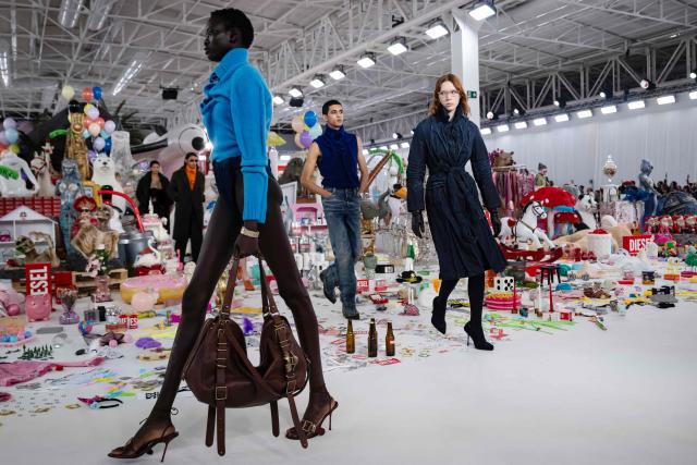 Models walk the runway during the Diesel collection show at Milan's Fashion Week Womenswear Fall/Winter 2026/2027 in Milan on February 24, 2026. (Photo by MIGUEL MEDINA / AFP)
