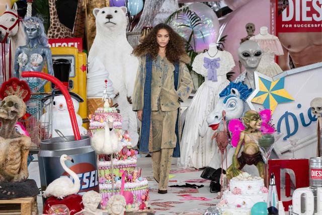 A model walks the runway during the Diesel collection show at Milan's Fashion Week Womenswear Fall/Winter 2026/2027 in Milan on February 24, 2026. (Photo by MIGUEL MEDINA / AFP)