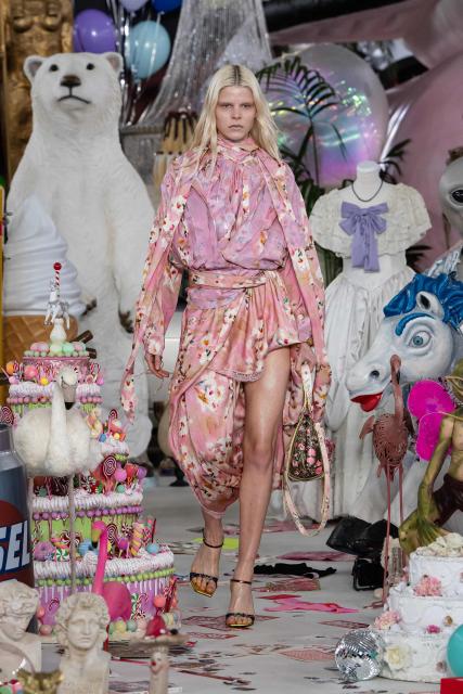 A model walks the runway during the Diesel collection show at Milan's Fashion Week Womenswear Fall/Winter 2026/2027 in Milan on February 24, 2026. (Photo by MIGUEL MEDINA / AFP)