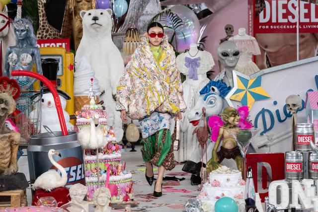 A model walks the runway during the Diesel collection show at Milan's Fashion Week Womenswear Fall/Winter 2026/2027 in Milan on February 24, 2026. (Photo by MIGUEL MEDINA / AFP)