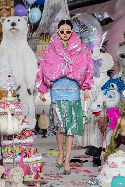 A model walks the runway during the Diesel collection show at Milan's Fashion Week Womenswear Fall/Winter 2026/2027 in Milan on February 24, 2026. (Photo by MIGUEL MEDINA / AFP)