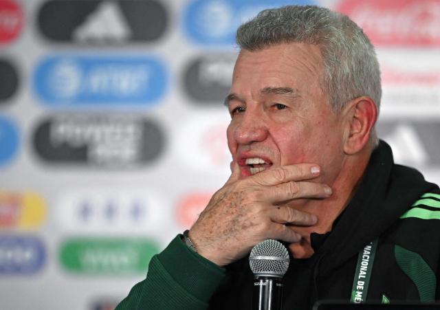 Mexico's coach Javier Aguirre gestures during a press conference at La Corregidora stadium in Santiago de Queretaro, Queretaro state, Mexico, on February 24, 2026. Mexico will play Iceland in a friendly football match on February 25 in Queretaro amid security concerns following countrywide incidents after the death of CNJG cartel leader "El Mencho". (Photo by Carl de Souza / AFP)