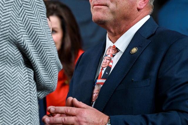 US Representative Troy Nehls, Republican of Texas, looks on before President Donald Trump delivers the first State of the Union address of his second term to a joint session of Congress in the House Chamber of the United States Capitol in Washington, DC, on February 24, 2026. (Photo by Kenny HOLSTON / POOL / AFP)