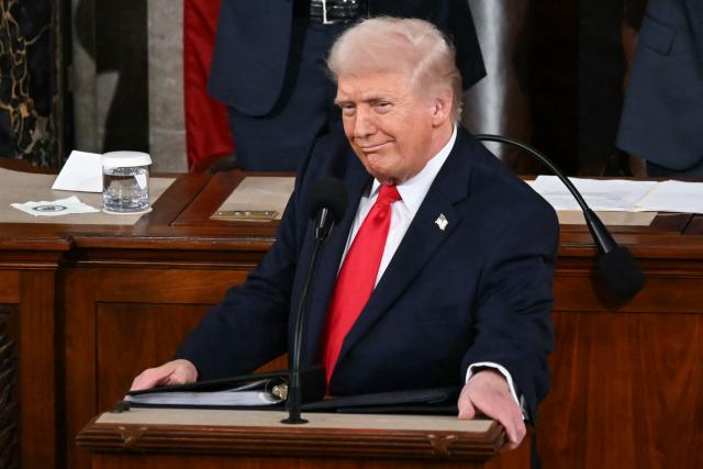 US President Donald Trump delivers the State of the Union address in the House Chamber of the US Capitol in Washington, DC, on February 24, 2026. (Photo by ANDREW CABALLERO-REYNOLDS / AFP)