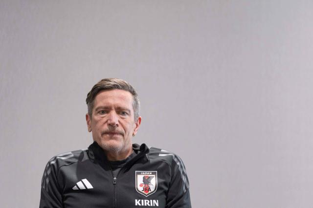 This photo taken on February 17, 2026 shows Japan's Greenland-born women's women's national football team head coach Nils Nielsen speaking in an interview with AFP at the national training center operated by JFA in Chiba. Japan's Greenland-born women's football coach Nils Nielsen is no fan of US President Donald Trump but he loves his team and believes they can become fan favourites at the Asian Cup in Australia (Photo by Kazuhiro NOGI / AFP)