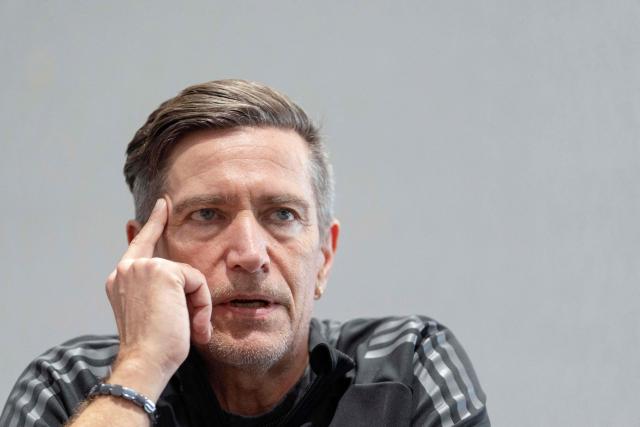 This photo taken on February 17, 2026 shows Japan's Greenland-born women's women's national football team head coach Nils Nielsen speaking in an interview with AFP at the national training center operated by JFA in Chiba. Japan's Greenland-born women's football coach Nils Nielsen is no fan of US President Donald Trump but he loves his team and believes they can become fan favourites at the Asian Cup in Australia (Photo by Kazuhiro NOGI / AFP)