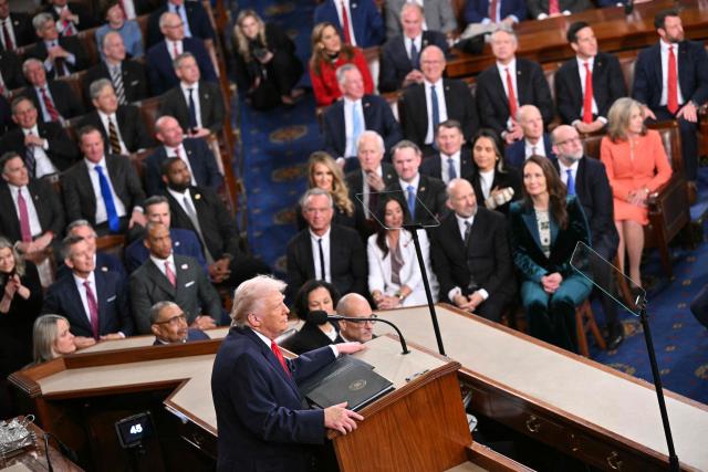 US President Donald Trump delivers the State of the Union address in the House Chamber of the US Capitol in Washington, DC, on February 24, 2026. (Photo by Mandel NGAN / AFP)