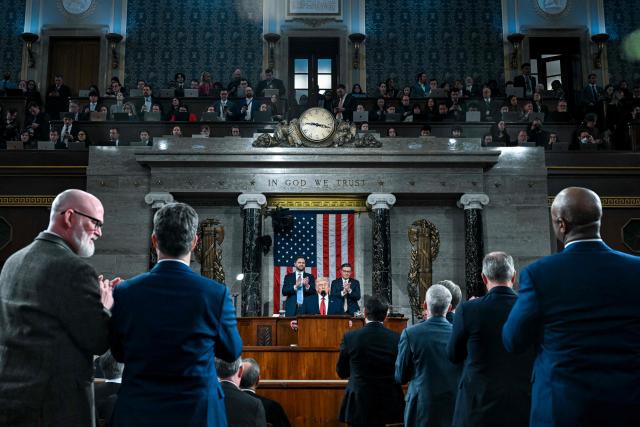 US President Donald Trump delivers the State of the Union address in the House Chamber of the US Capitol in Washington, DC, on February 24, 2026. (Photo by Kenny Holston/The New York Times / POOL / AFP)