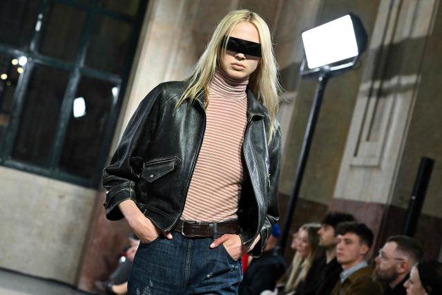 A model presents a creation by MM6 Margiela during a fashion show as part of the Milan Fashion Week Womens-Mens collection Fall-Winter 2026-2027, in Milan on February 25, 2026. (Photo by Andreas SOLARO / AFP)