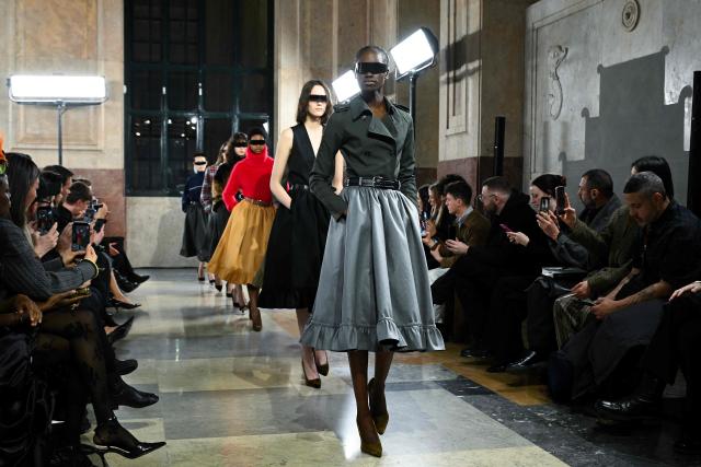 Models present creations by MM6 Margiela during a fashion show as part of the Milan Fashion Week Womens-Mens collection Fall-Winter 2026-2027, in Milan on February 25, 2026. (Photo by Andreas SOLARO / AFP)